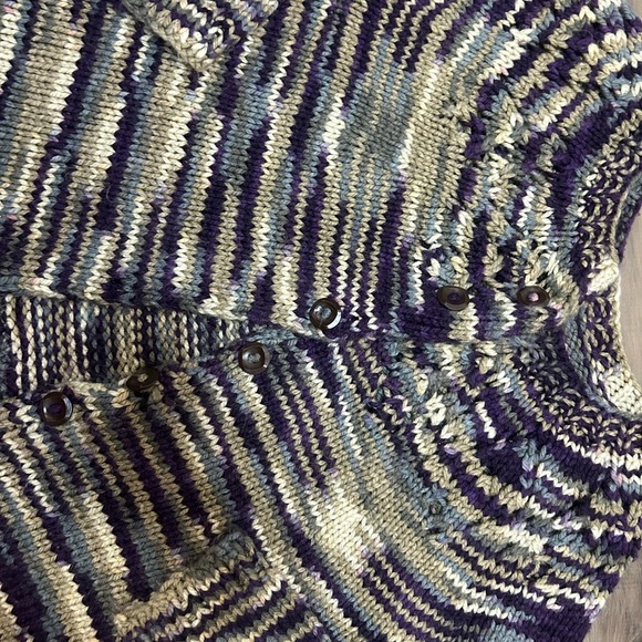 Striped Cardigan In Purple and Gray - Picture 2 of 3